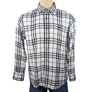 Burberry Black Label Men's Black & White Long Sleeve Flannel Shirt